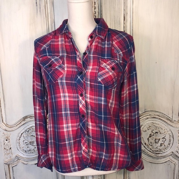 Rails Tencel/Rayon Blend Blue and Pink Plaid Long Sleeve Button Down Size S/P - Picture 1 of 16